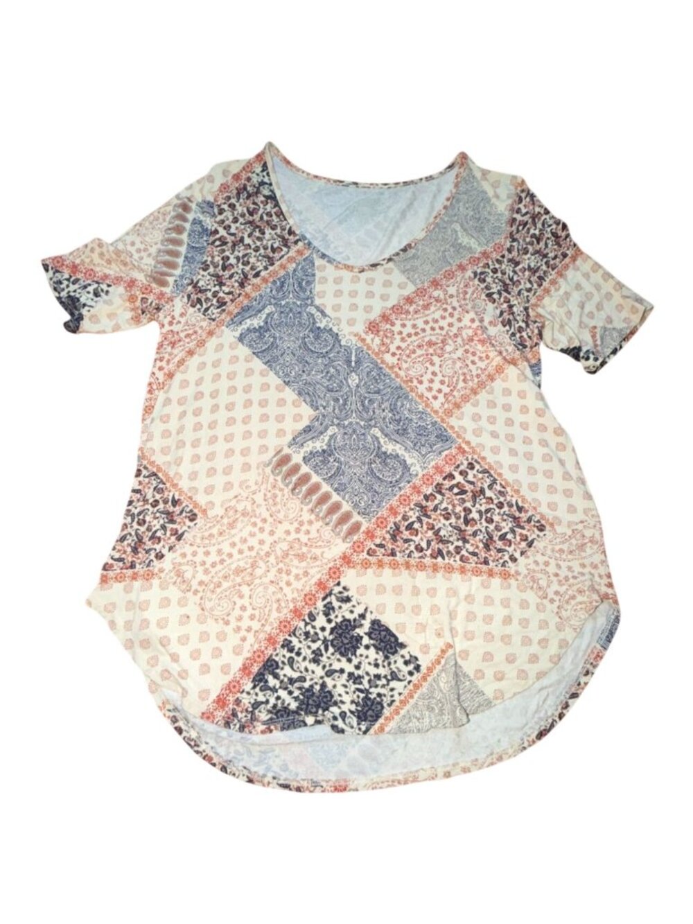Maurices 24/7 Flawless Patchwork Tunic Tee-Soft-Multicolor-L-GUC